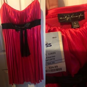 Pink dress with a black bow!